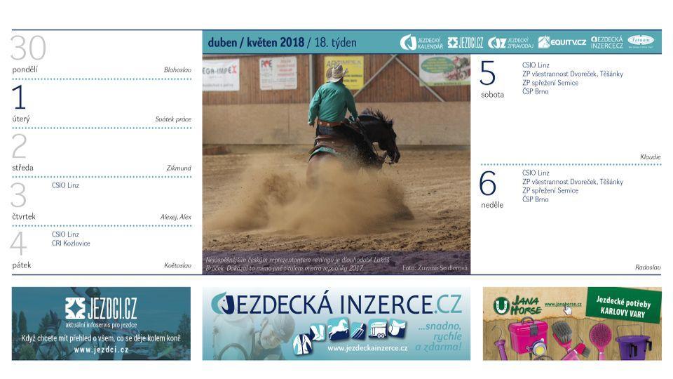 Květen ve stolním Jezdeckém kalendáři 2018